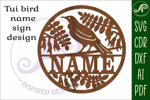 Tui new zealand bird themed name sign svg laser SVG APInspireddesigns 