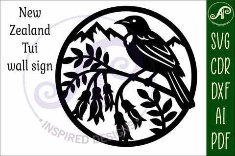 Tui New Zealand bird wall sign, SVG file. SVG APInspireddesigns 