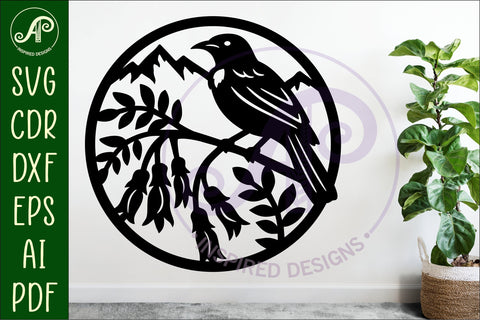 Tui New Zealand bird wall sign, SVG file. SVG APInspireddesigns 