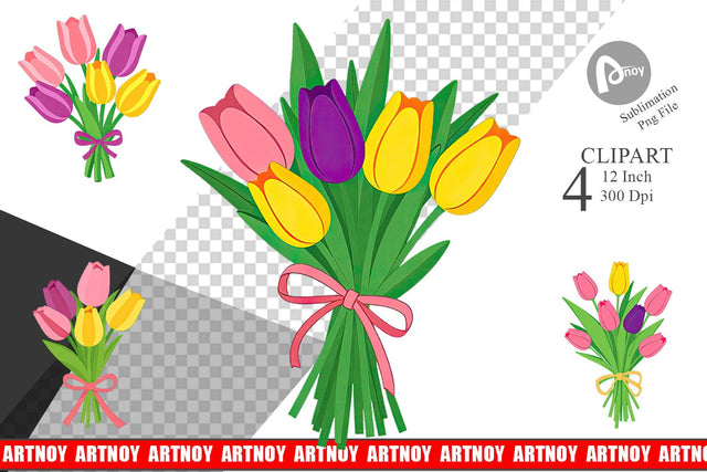 Tulip Bouquet Clipart Sublimation artnoy 