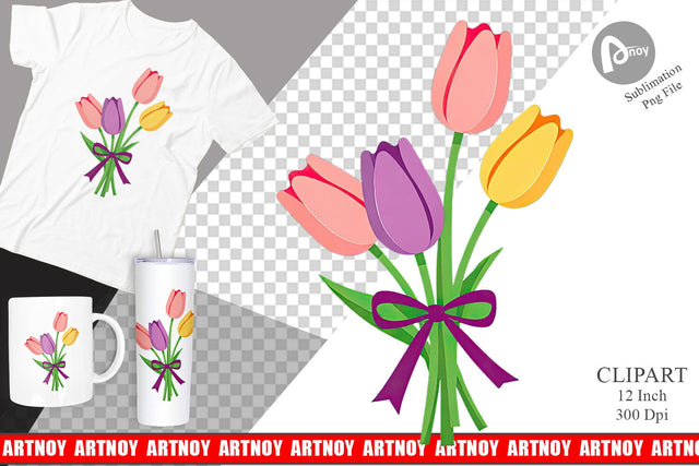 Tulip Bouquet Clipart Sublimation artnoy 