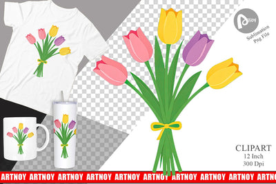 Tulip Bouquet Clipart Sublimation artnoy 