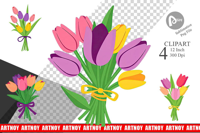 Tulip Bouquet Clipart Sublimation artnoy 