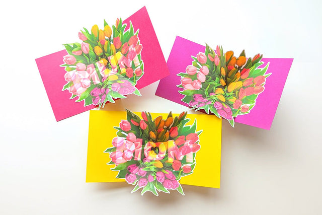 Tulip Bouquet Pop Up Card with Optional Mom Print & Cut SVG 3D Paper Risa Rocks It 