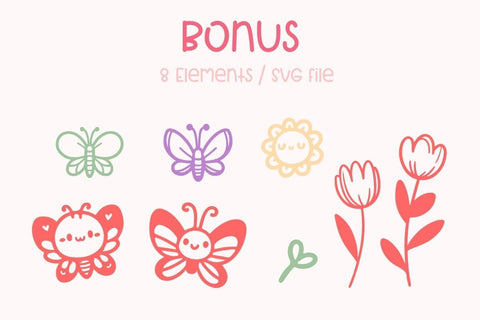 Tulip - Color Spring Font with Bonus Elements for Sublimation Crafts Font AnningArts Design 