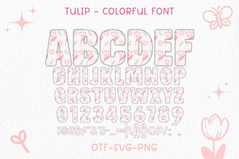 Tulip - Color Spring Font with Bonus Elements for Sublimation Crafts Font AnningArts Design 