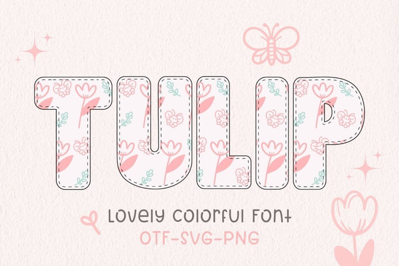 Tulip - Color Spring Font with Bonus Elements for Sublimation Crafts Font AnningArts Design 