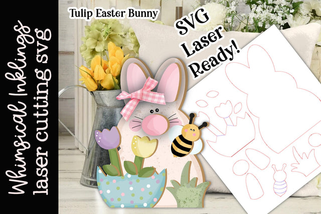Tulip Easter Bunny SVG SVG Whimsical Inklings 