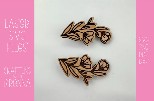 Tulip Engraved Hair Clip Laser SVG File SVG Crafting With Brenna 