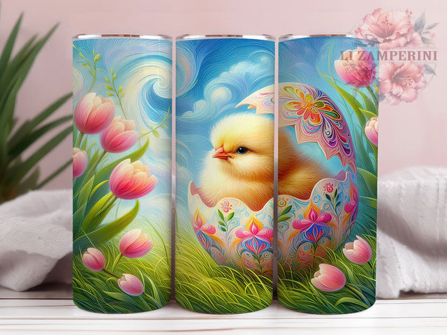 Tulip Floral Easter Chick Tumbler, Tulip Spring Tumbler, Cute Chick Wrap, Floral Easter Wrap, Stylish 20oz Wrap, Sublimation Design, Trendy Gift Idea Sublimation Li Zamperini 