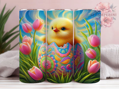 Tulip Floral Easter Chick Tumbler, Tulip Spring Tumbler, Cute Chick Wrap, Floral Easter Wrap, Stylish 20oz Wrap, Sublimation Design, Trendy Gift Idea Sublimation Li Zamperini 