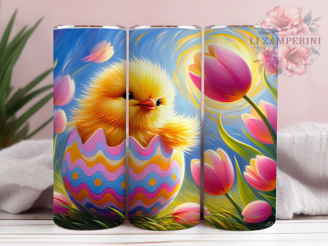 Tulip Floral Easter Chick Tumbler, Tulip Spring Tumbler, Cute Chick Wrap, Floral Easter Wrap, Stylish 20oz Wrap, Sublimation Design, Trendy Gift Idea Sublimation Li Zamperini 