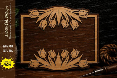 Tulip Floral Frame Laser Cut Svg Design SVG Regulrcrative 