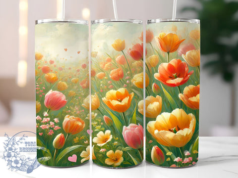 Tulip Floral Spring 20oz Tumbler, Floral Design, Sublimation Tumbler, 20oz Tumbler, Spring Drinkware, Flower Pattern, Unique Gift Sublimation ToriDesigns 