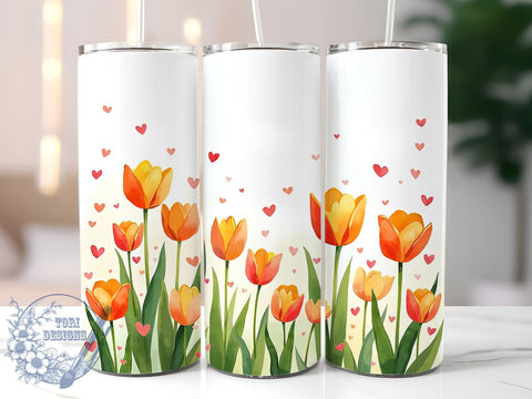 Tulip Floral Spring 20oz Tumbler, Floral Design, Sublimation Tumbler, 20oz Tumbler, Spring Drinkware, Flower Pattern, Unique Gift Sublimation ToriDesigns 