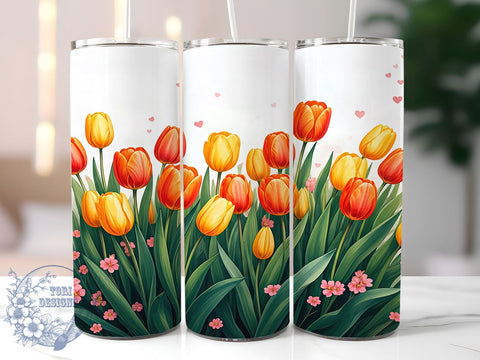 Tulip Floral Spring 20oz Tumbler, Floral Design, Sublimation Tumbler, 20oz Tumbler, Spring Drinkware, Flower Pattern, Unique Gift Sublimation ToriDesigns 