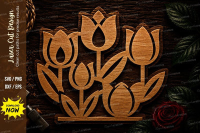 Tulip Flower Bouquet Laser Cut SVG File SVG Regulrcrative 