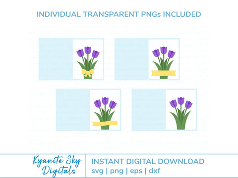 Tulip Flower Card SVG file A2 4.25x5.5" layered greeting card SVG Kyanite Sky Digitals 