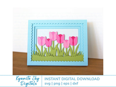 Tulip Flower Card SVG shadowbox tunnel 3-D card SVG Kyanite Sky Digitals 