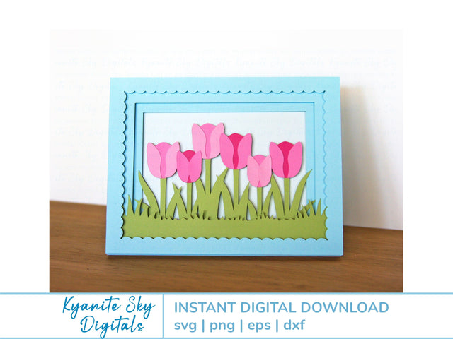 Tulip Flower Card SVG shadowbox tunnel 3-D card SVG Kyanite Sky Digitals 
