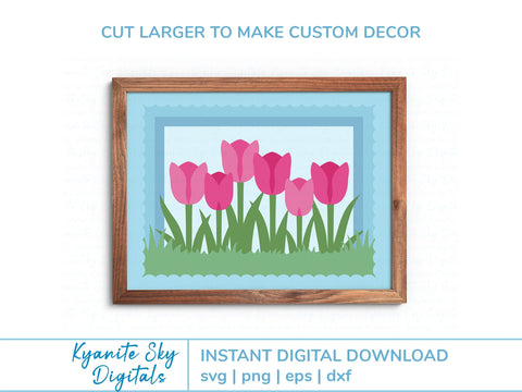 Tulip Flower Card SVG shadowbox tunnel 3-D card SVG Kyanite Sky Digitals 