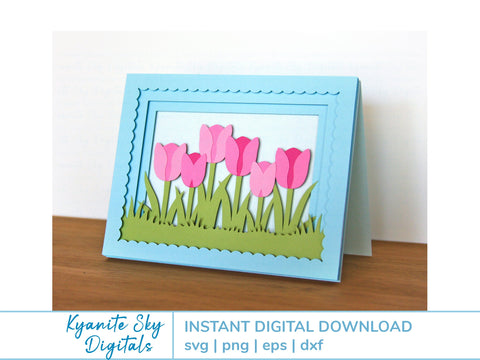 Tulip Flower Card SVG shadowbox tunnel 3-D card SVG Kyanite Sky Digitals 