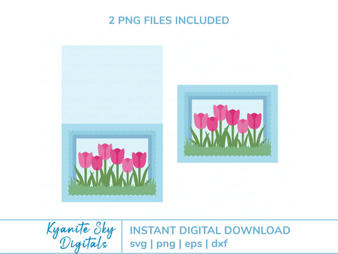 Tulip Flower Card SVG shadowbox tunnel 3-D card SVG Kyanite Sky Digitals 