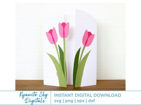 Tulip Flower Gatefold Card SVG 5x7" gate fold greeting card SVG Kyanite Sky Digitals 
