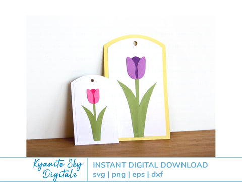 Tulip Flower Gift Tag SVG layered cut files SVG Kyanite Sky Digitals 