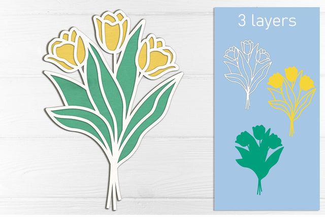 Tulip flowers laser cut, Layered floral bouquet svg SVG AnastasiyaArtDesign 