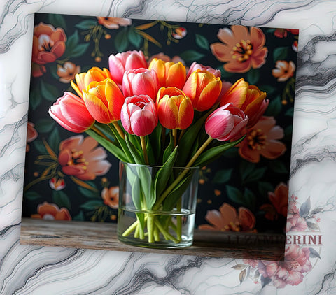 Tulip Flowers Spring 20oz Tumbler Wrap, 20oz Sublimation Design, Spring Tumbler Design, Unique Gift Idea, Colorful Tumbler Pattern, Nature Inspired Drinkware Sublimation Li Zamperini 