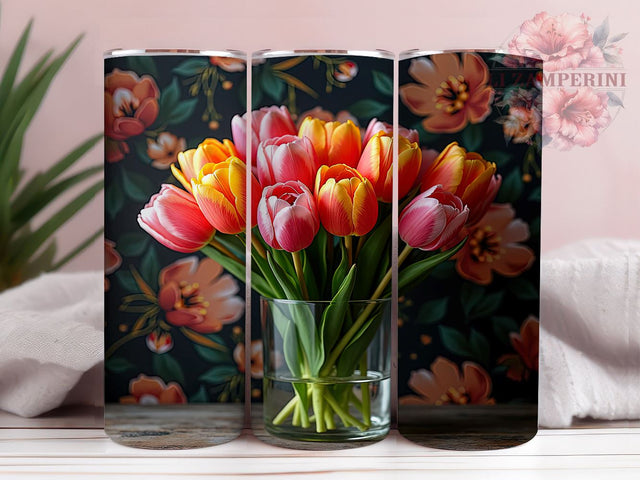 Tulip Flowers Spring 20oz Tumbler Wrap, 20oz Sublimation Design, Spring Tumbler Design, Unique Gift Idea, Colorful Tumbler Pattern, Nature Inspired Drinkware Sublimation Li Zamperini 