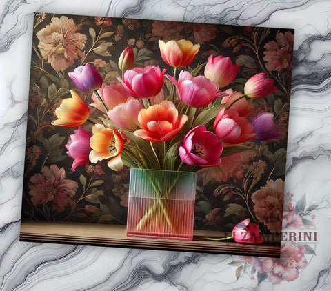 Tulip Flowers Spring 20oz Tumbler Wrap, 20oz Sublimation Design, Spring Tumbler Design, Unique Gift Idea, Colorful Tumbler Pattern, Nature Inspired Drinkware Sublimation Li Zamperini 