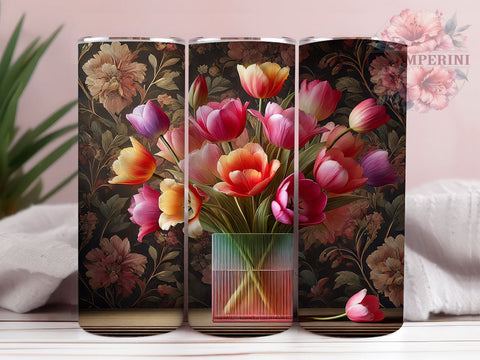 Tulip Flowers Spring 20oz Tumbler Wrap, 20oz Sublimation Design, Spring Tumbler Design, Unique Gift Idea, Colorful Tumbler Pattern, Nature Inspired Drinkware Sublimation Li Zamperini 