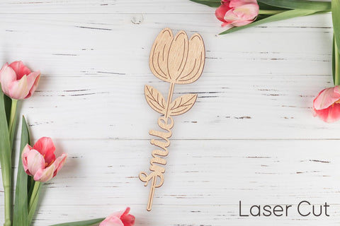 Tulip flowers with Smile sign, Mom day gift svg laser engraving SVG AnastasiyaArtDesign 