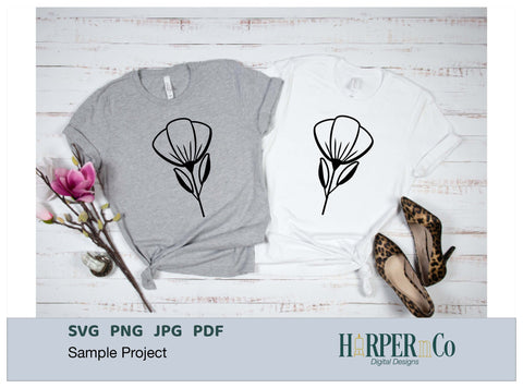 Tulip Outline SVG PNG Cut EPS File SVG HarperNCo 