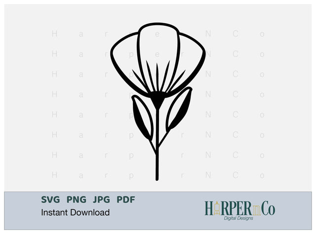 Tulip Outline SVG PNG Cut EPS File SVG HarperNCo 
