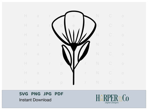 Tulip Outline SVG PNG Cut EPS File SVG HarperNCo 