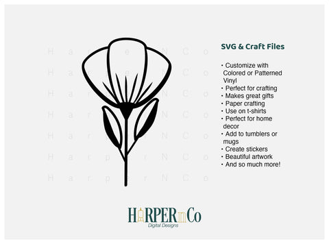 Tulip Outline SVG PNG Cut EPS File SVG HarperNCo 