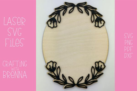 Tulip Oval Monogram Layered Nursery Sign SVG File SVG Crafting With Brenna 