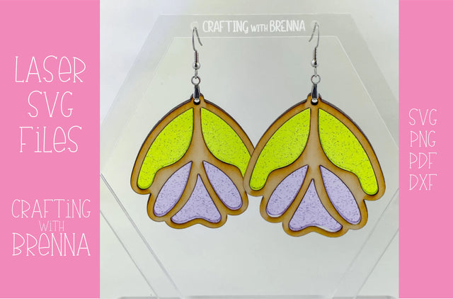 Tulip Stained Glass Earrings, Laser SVG File SVG Crafting With Brenna 