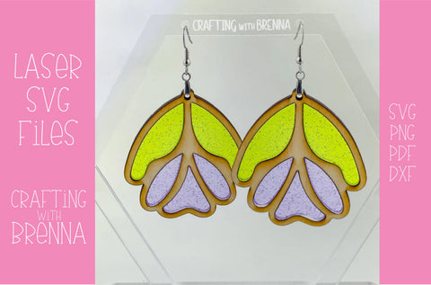 Tulip Stained Glass Earrings, Laser SVG File SVG Crafting With Brenna 