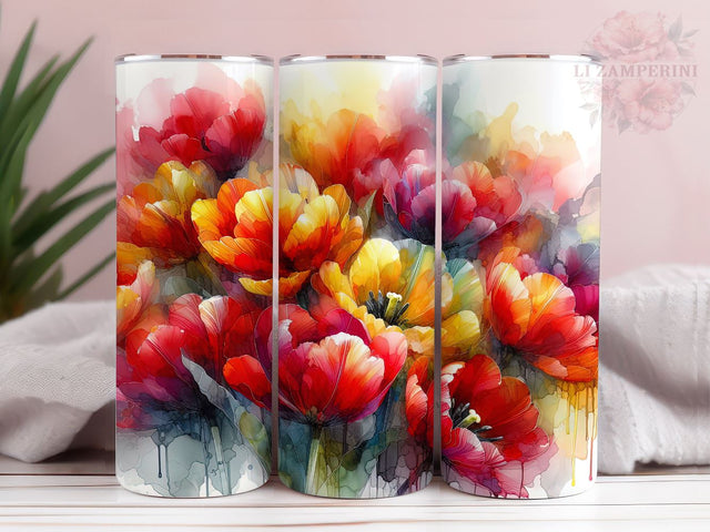 Tulip Watercolor Alcohol ink 20oz Tumbler Wrap PNG, Tulip Tumber Png, Straight & Tapered Tumbler Wrap, Instant Digital Download Sublimation Li Zamperini 