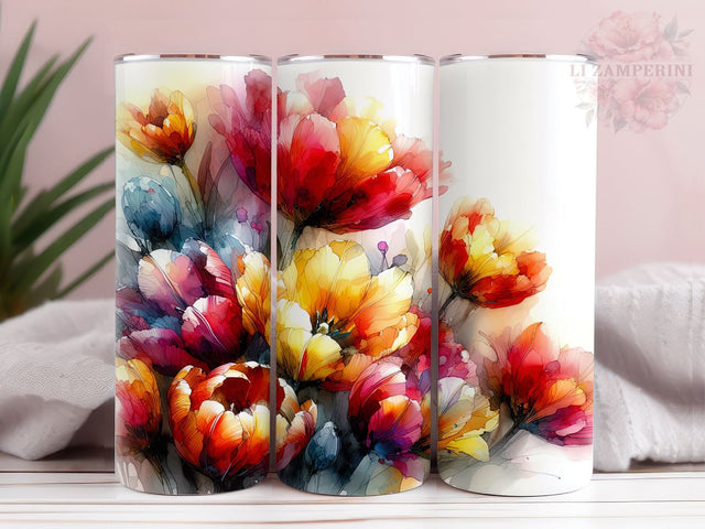 Tulip Watercolor Alcohol ink 20oz Tumbler Wrap PNG, Tulip Tumber Png, Straight & Tapered Tumbler Wrap, Instant Digital Download Sublimation Li Zamperini 