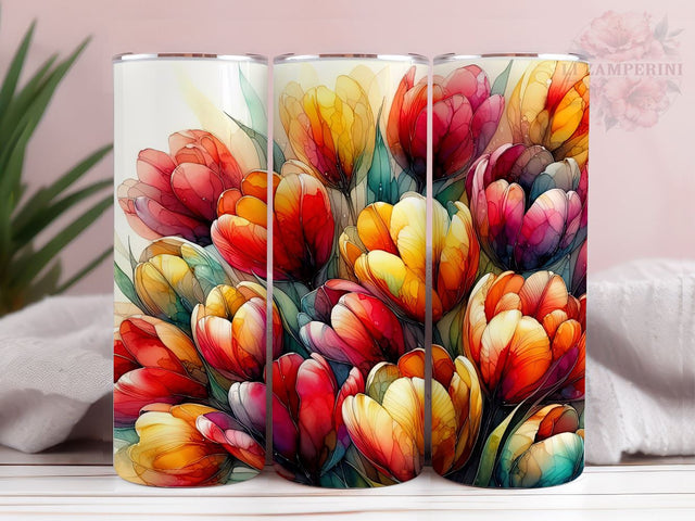 Tulip Watercolor Alcohol ink 20oz Tumbler Wrap PNG, Tulip Tumber Png, Straight & Tapered Tumbler Wrap, Instant Digital Download Sublimation Li Zamperini 