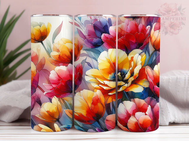 Tulip Watercolor Alcohol ink 20oz Tumbler Wrap PNG, Tulip Tumber Png, Straight & Tapered Tumbler Wrap, Instant Digital Download Sublimation Li Zamperini 