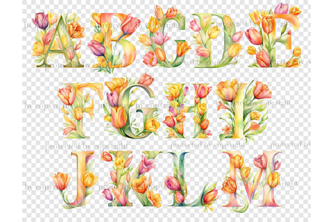 Tulips Alphabet Clipart | Flowers Invitation For Wedding SVG GlamArtZhanna 