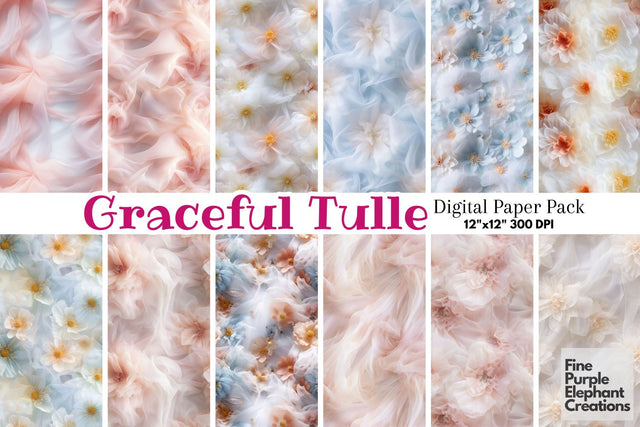 Tulle Party Dress Lace Fabric Texture Digital Pattern Fine Purple Elephant Creations 