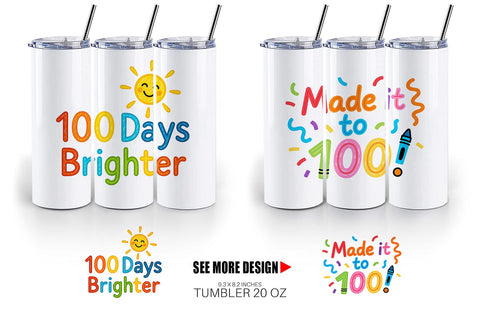 Tumbler 100 Days Crayon Fun Quotes Sublimation artnoy 