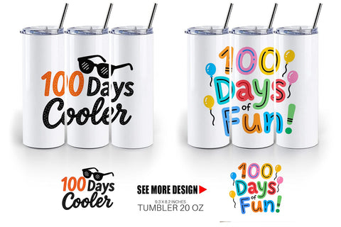 Tumbler 100 Days Crayon Fun Quotes Sublimation artnoy 